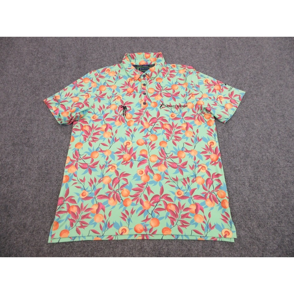 William Murray Polo Shirt Mens‎ Adult Large Green Floral AOP Golf Lightweight
